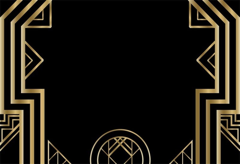 Laeacco Art Deco Vintage Background 10x8ft Black and Gold Photography Background Golden Abstract Geometric 3D Ornament Modern Style Backdrops luxurious Birthday Wedding Party Banner Child Kid Portrait - Image 1